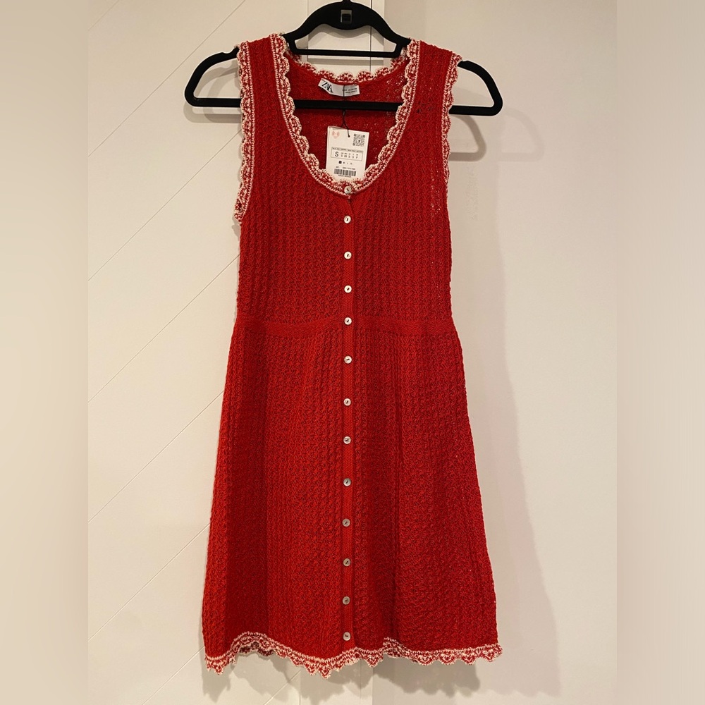 Zara Pointelle Knit Minidress